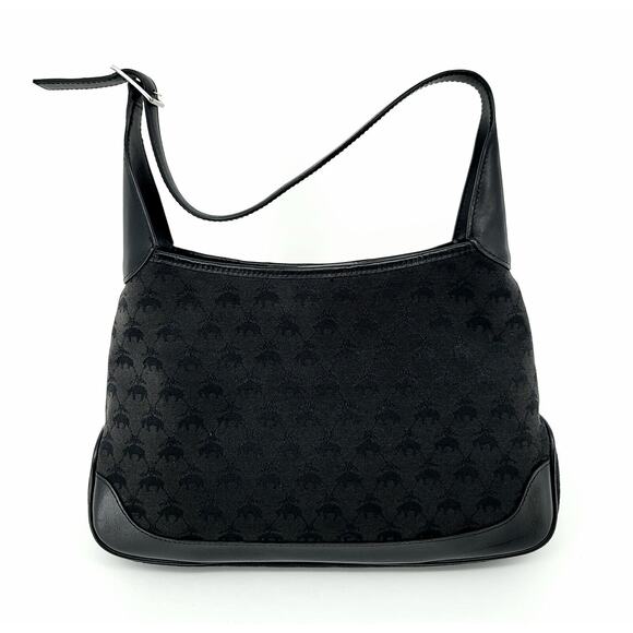 Brooks‎ Brothers Jacquard Logo Black Canvas Small Shoulder Purse Bag - Picture 2 of 8